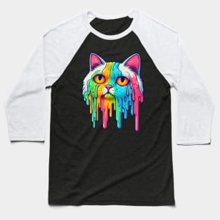 Colorful melting cat Baseball T-Shirt